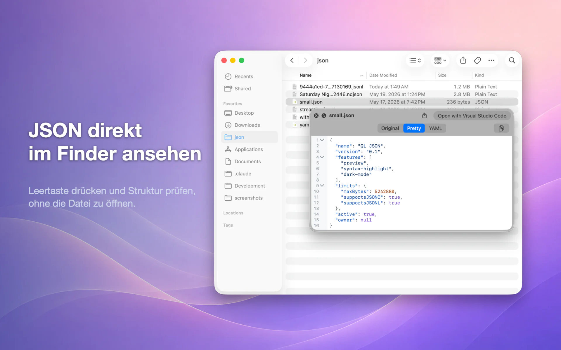 QLook JSON — Mac 1