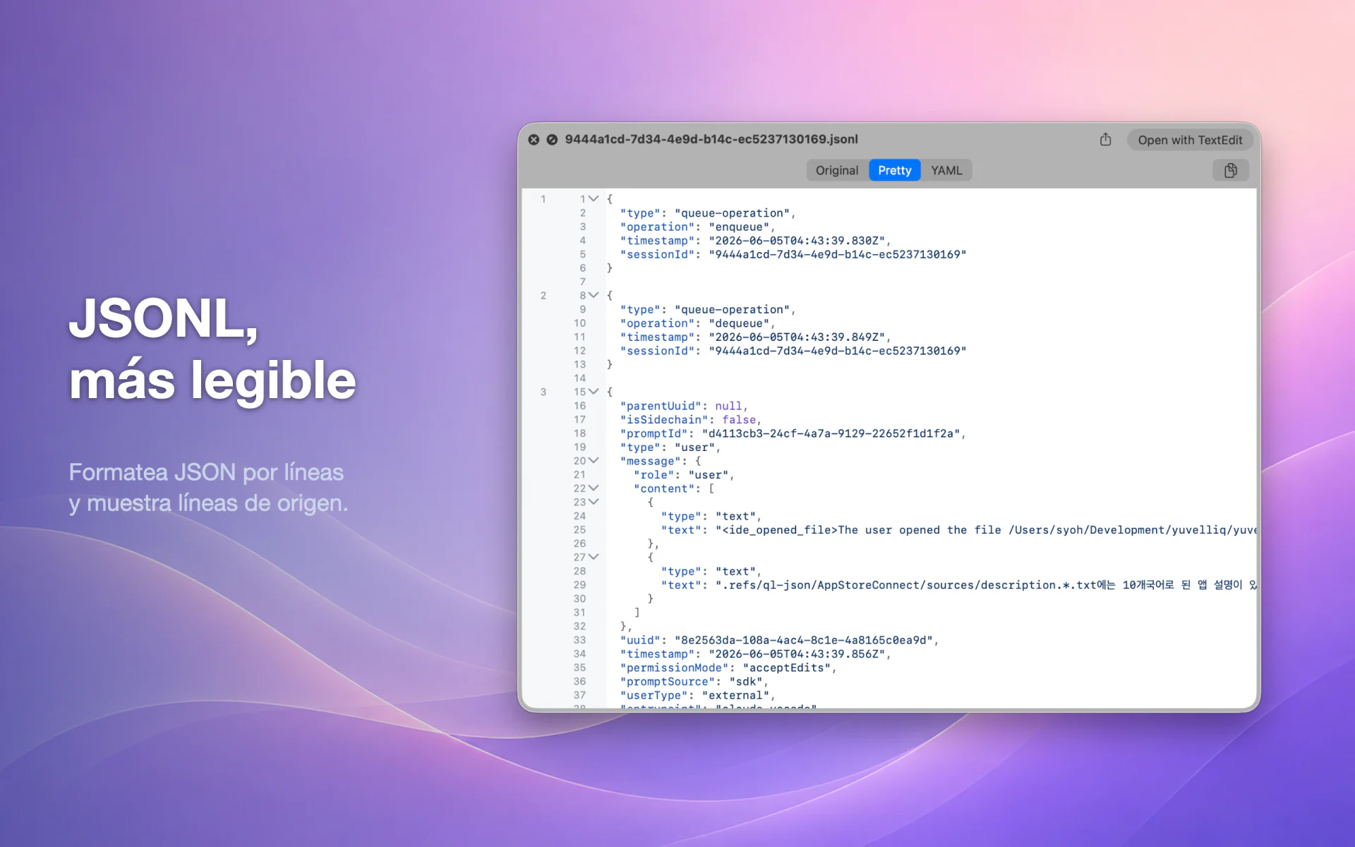 QLook JSON — Mac 5