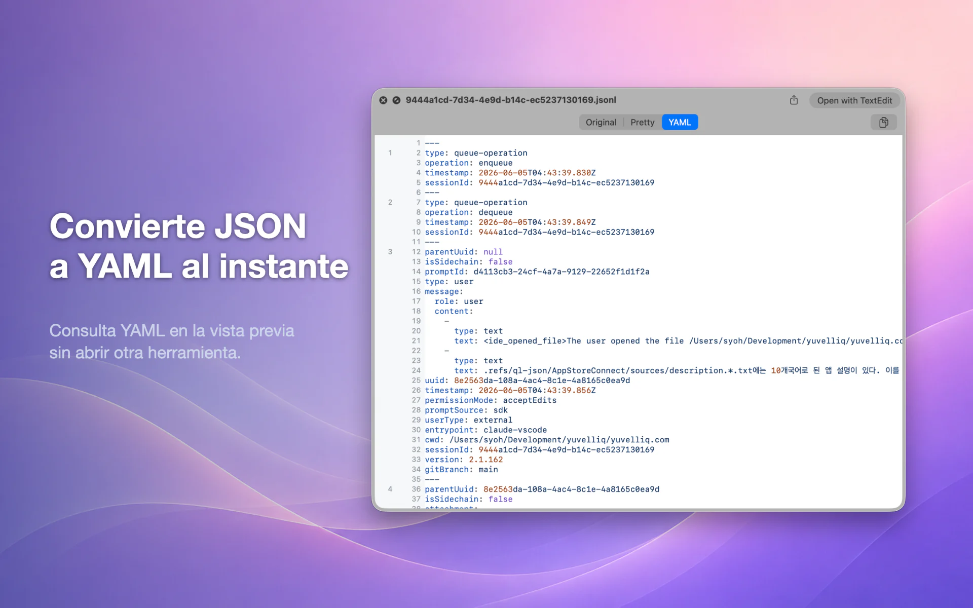 QLook JSON — Mac 6