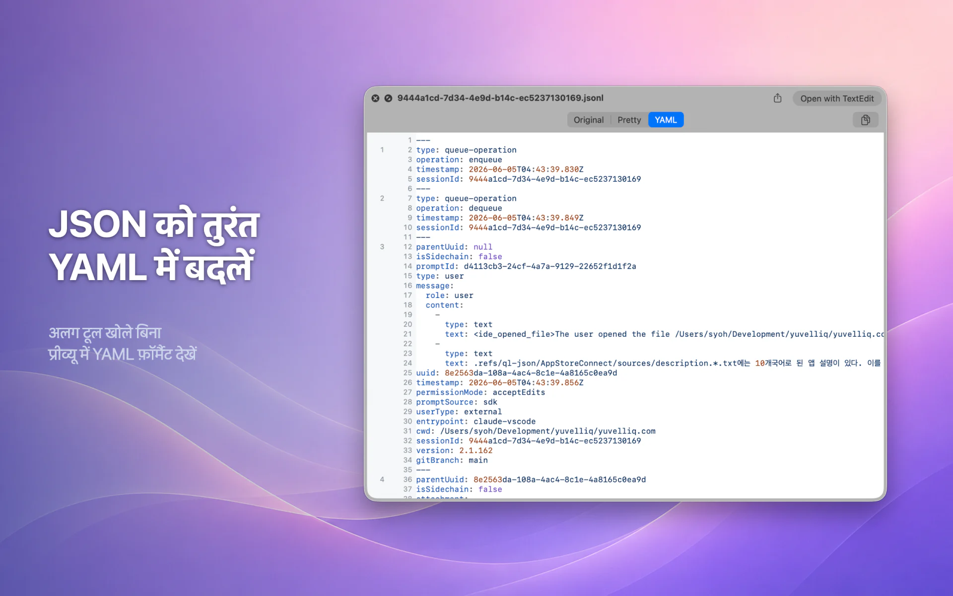 QLook JSON — Mac 6