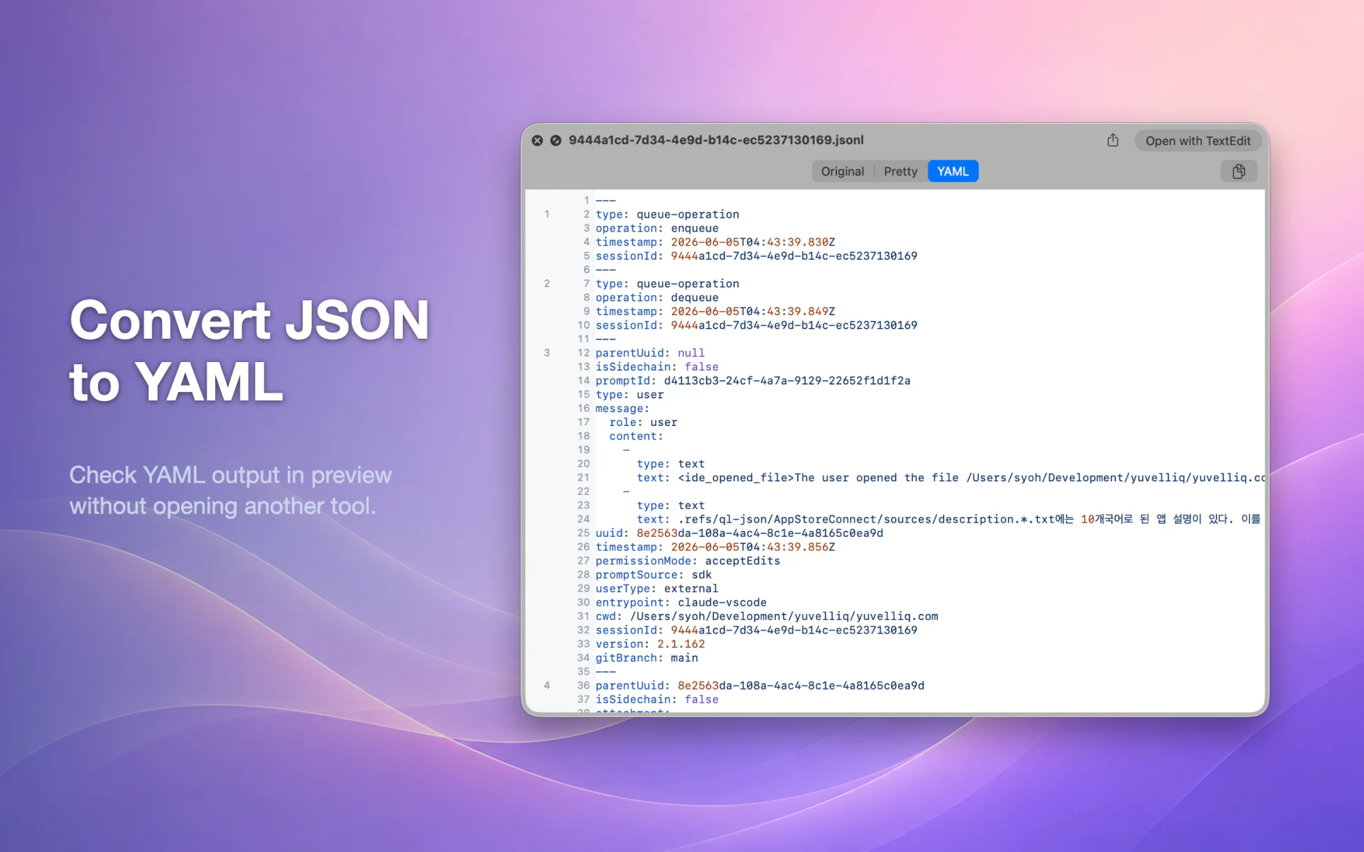 QLook JSON — Mac 6
