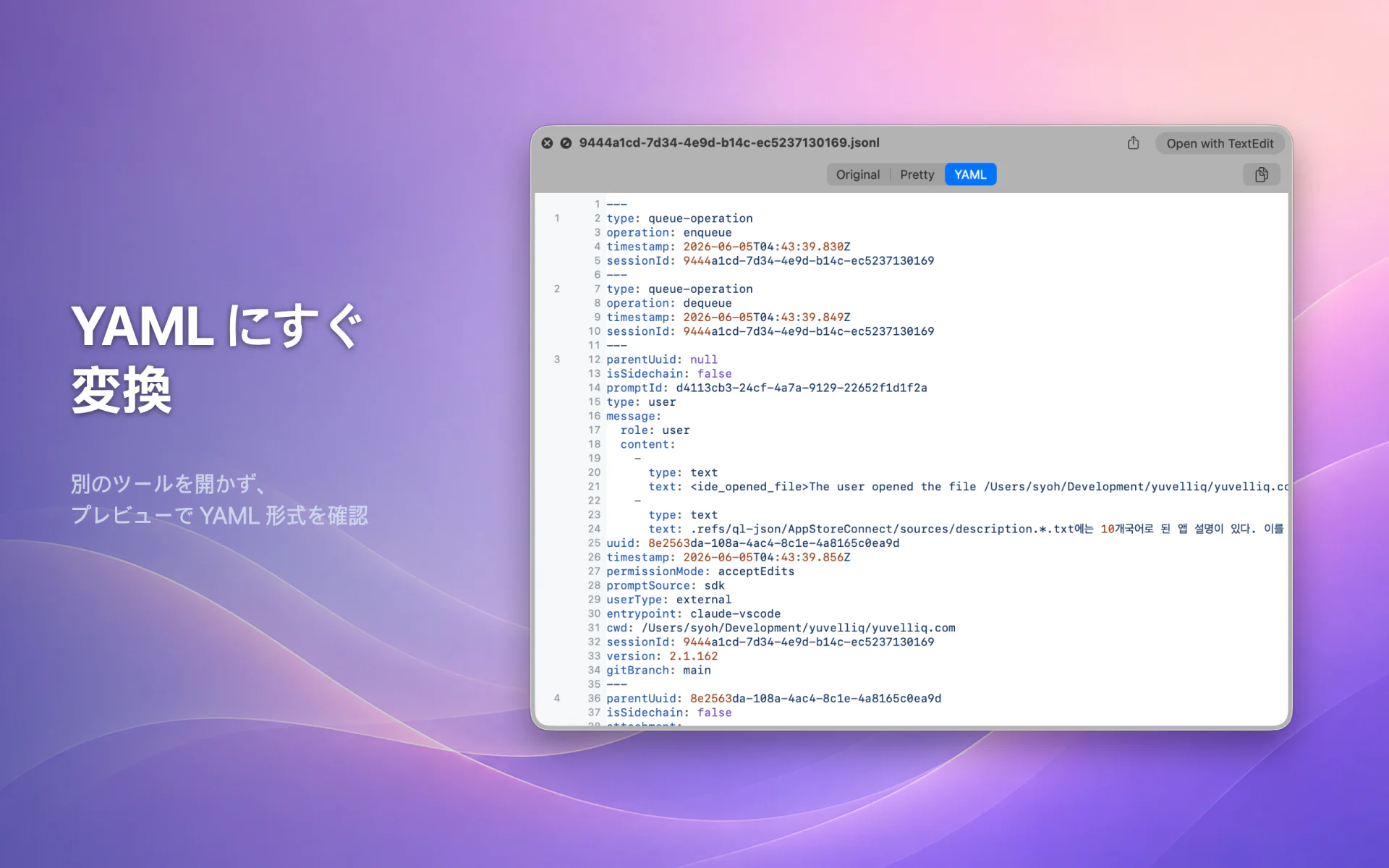 QLook JSON — Mac 6