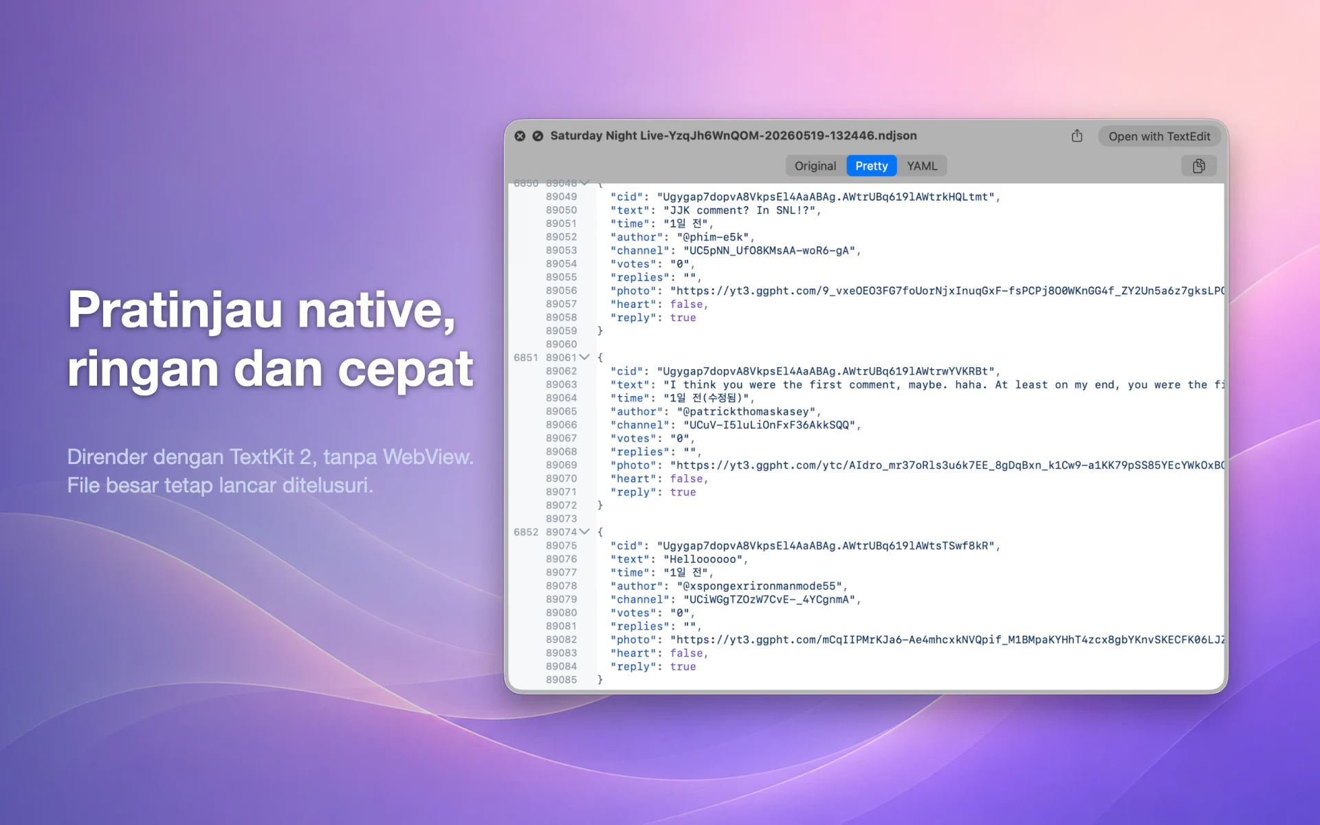 QLook JSON — Mac 10